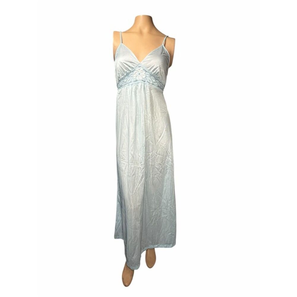 Vintage BLAIR Baby Blue Nylon Nightgown Maxi Slip Dress Small USA Made NIB